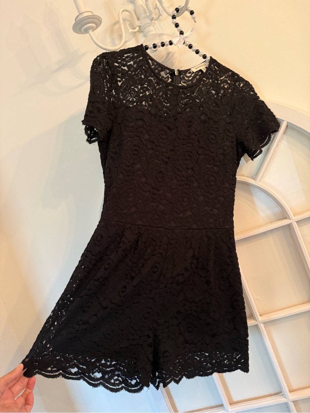 Monteau Los Angeles Y2K Whimsigoth Bohemian Black Floral Lace Romper - Size Smal